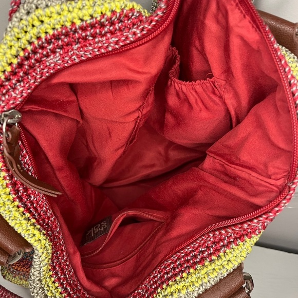 The Sak Gypsy Cambria Multi-Colored Striped Crochet Knit Tote Shoulder Bag Boho - Picture 9 of 13